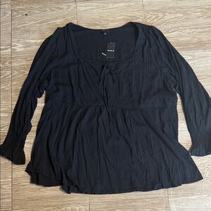 Torrid Black Blouse with Lace Detail
